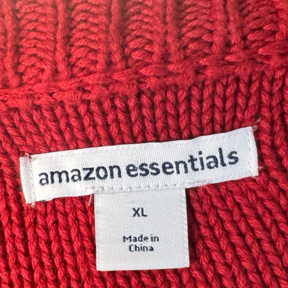 Amazon Essentials Red Cable Knit Cotton Crewneck … - image 7